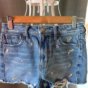 American Eagle Outfitters Blue Floral Jean Shorts